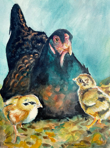 Original Watercolor Painting "Nestled Together"