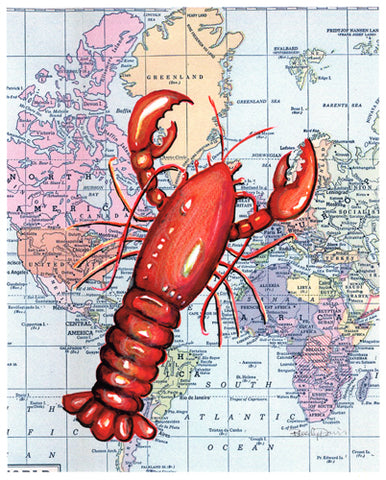 Lobster on Map Print