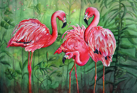 Pink Flamingos Print
